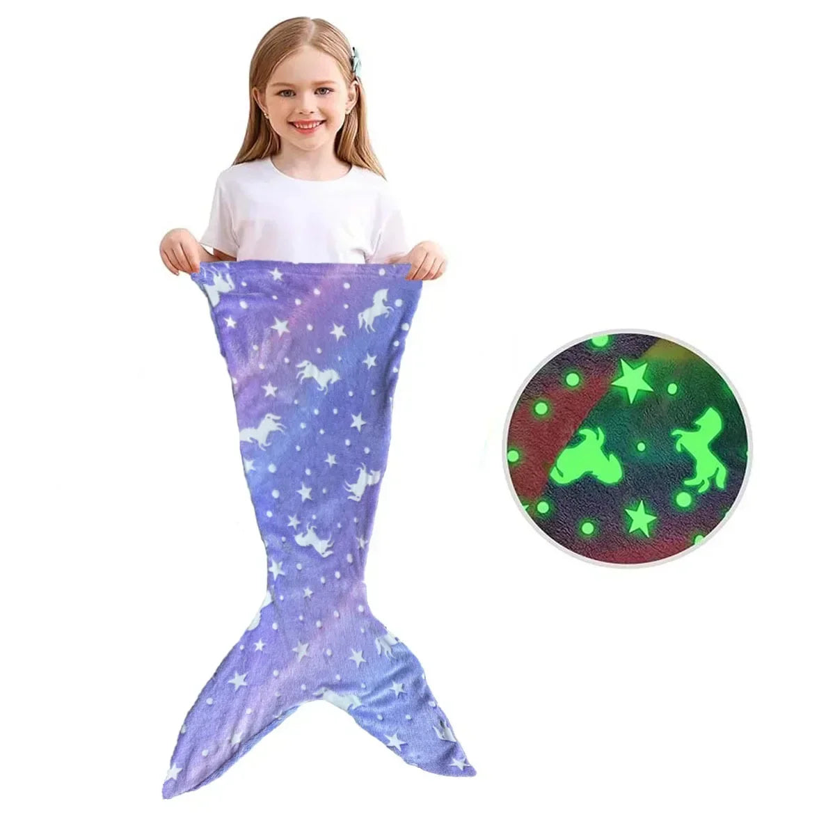 Mermaid Tail Design Soft Flannel Wearable Blanket for Kids