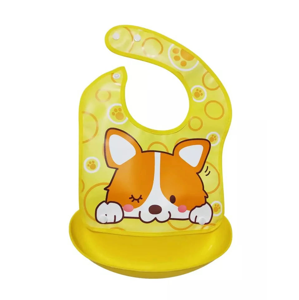 Soft Waterproof Cartoon Printed Adjustable Baby Bibs