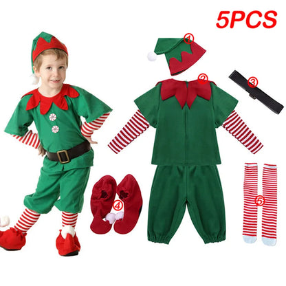Kids Red Santa Claus Party Dress Set for Christmas childrensterritory