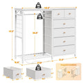 Dresser with Nightstand, Fabric Drawers, and White Shelves