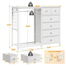 Dresser with Nightstand, Fabric Drawers, and White Shelves