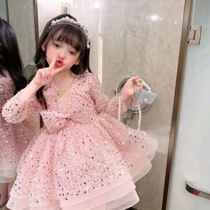 Cute Shiny Ruffles Design Tutu Summer Party Dress for Girls