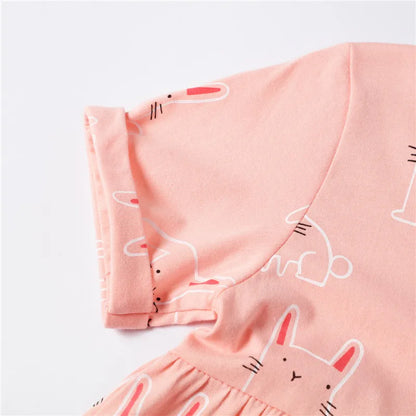 Cute Dinosaurs Unicorns Print Kids Girls Summer Dresses childrensterritory