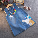 Little Girls Cartoon Mouse Embroidery Denim Dress childrensterritory