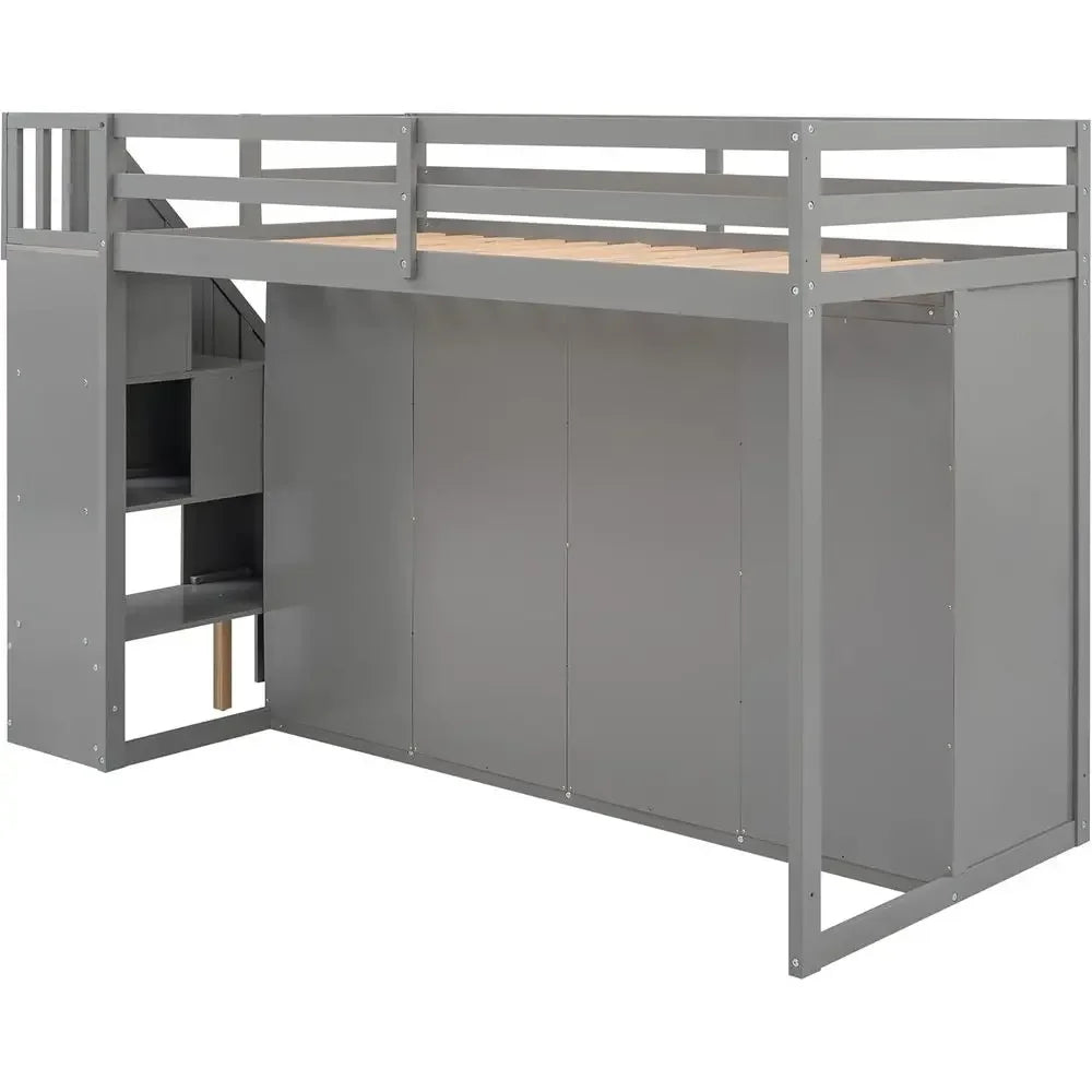 Multipurpose Loft Bed featuring Shelves, Closets, and Storage
