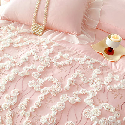 Luxury Pink Lace Design Bedding Set for Girls childrensterritory