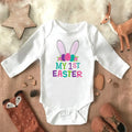 "My 1st Easter" Latter Print Baby Long Sleeve Easter Bodysuit childrensterritory