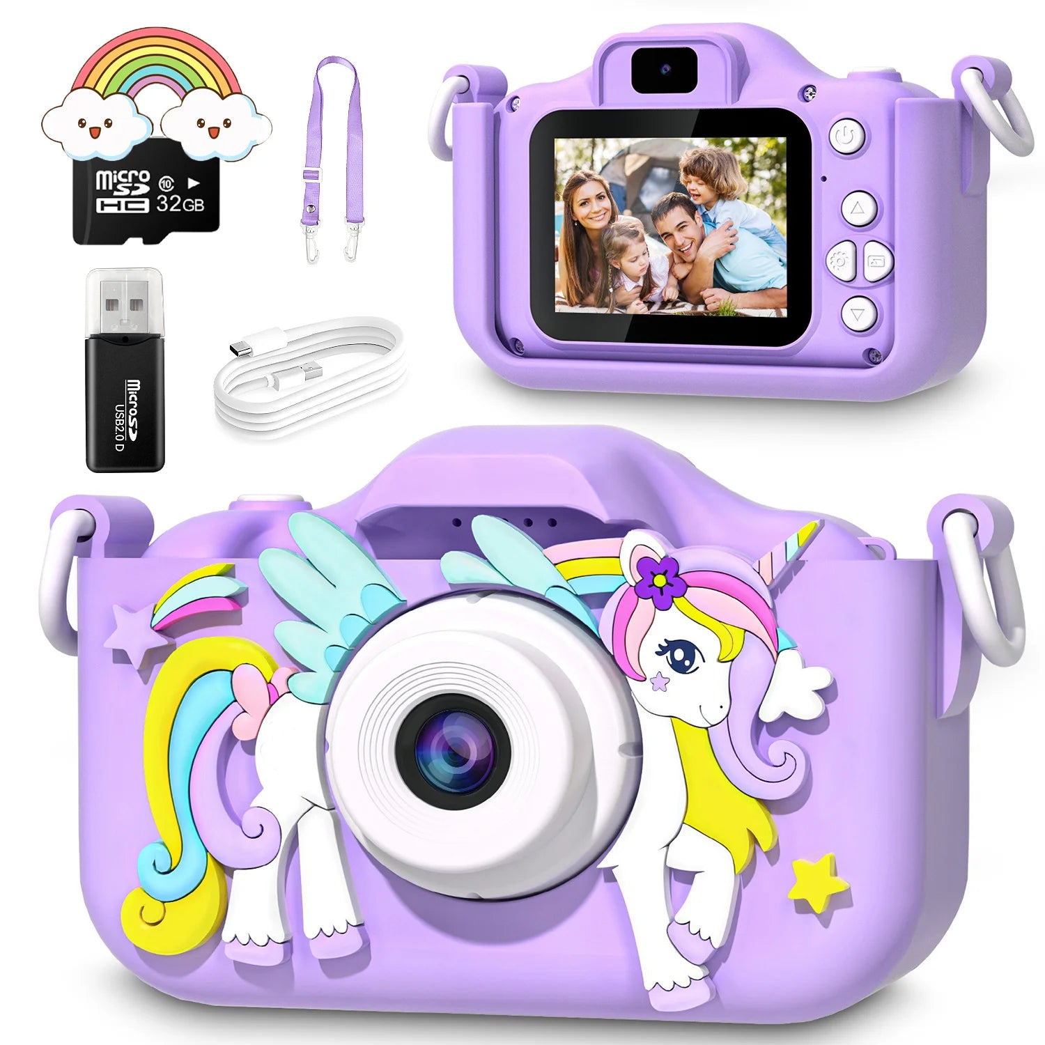 1080P HD Cartoon Unicorn Design Kids Mini Camera