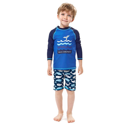 Kids Boys Cartoon Print Swimsuit With Swim Cap | Beach Wear