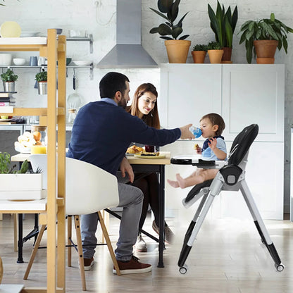 Adjustable Baby PU Leather High Chair with Removable Tray childrensterritory