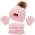 Toddler 3Pcs Cute Pompom Knitted Hats Scarf Gloves Set childrensterritory