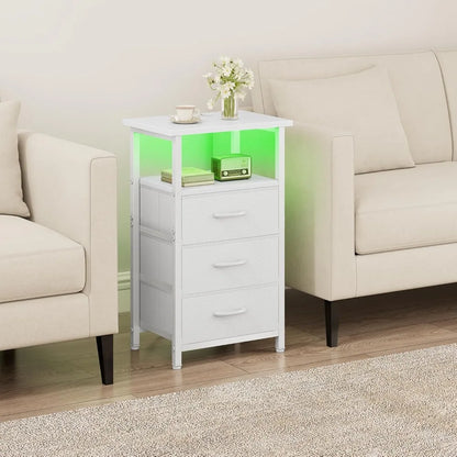 Durable Metal Bedside Table with Open Storage Shelf