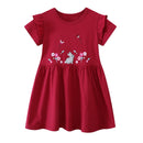 Little Girls Cartoon Flowers Rabbits Embroidered Dresses childrensterritory