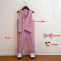 3 Pieces Kids Boys Formal Suit in 5 Colors (Vest Pants Bow-tie)