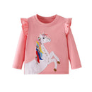 Girls' Long-Sleeved Cartoon Print Casual Tops childrensterritory