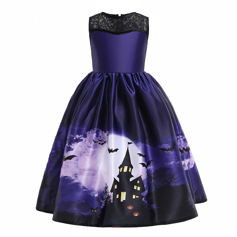 Vampire Pumpkin Print Halloween Costume for Kids Girls