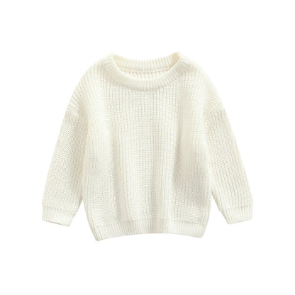 Baby Boys Girls Solid Color Long Sleeve Knit Sweaters childrensterritory