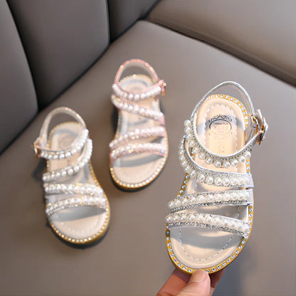 Kids Girls Stylish Bling Rhinestone Soft Princess Sandals