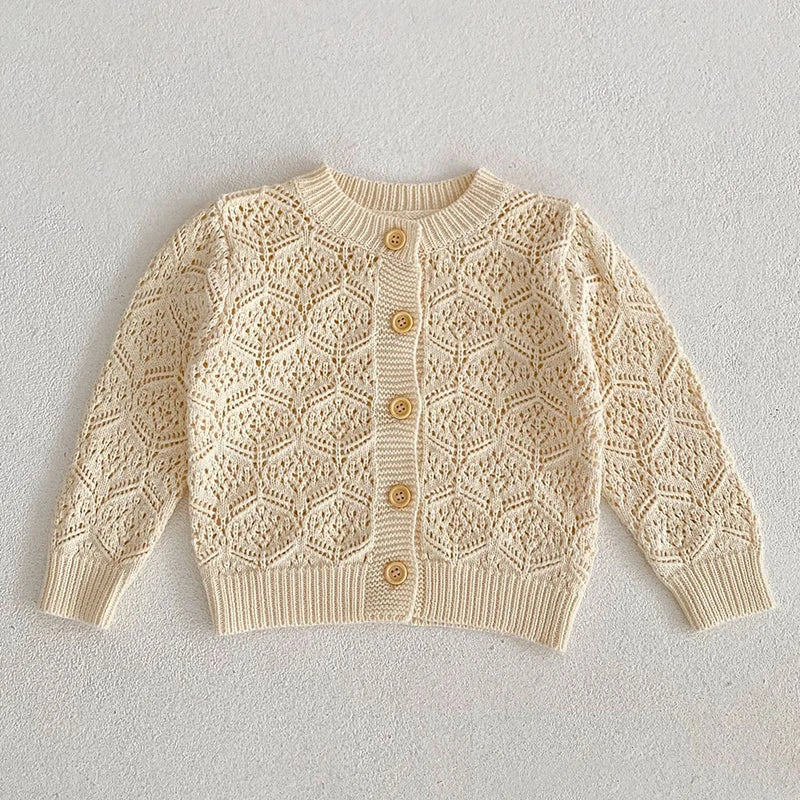 Baby Girls Long Sleeves Floral Embroidery Knitted Cardigans childrensterritory