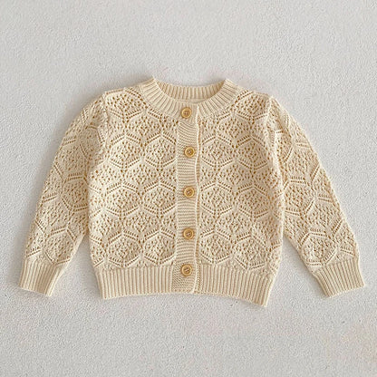 Baby Girls Long Sleeves Floral Embroidery Knitted Cardigans childrensterritory