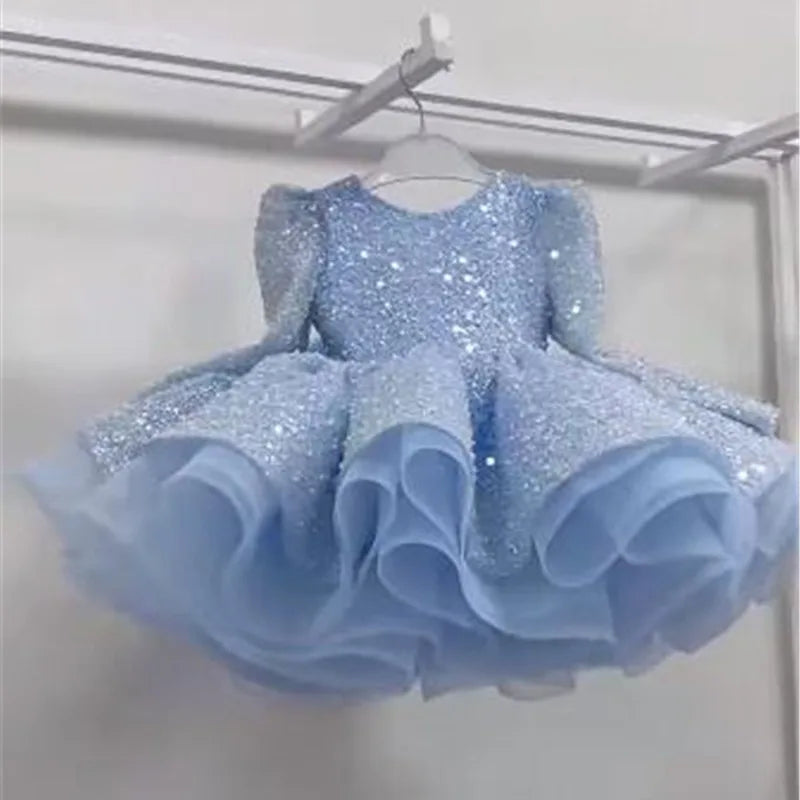 Kids Girls Gorgeous Sequin Fluffy Birthday/Performance Dress childrensterritory