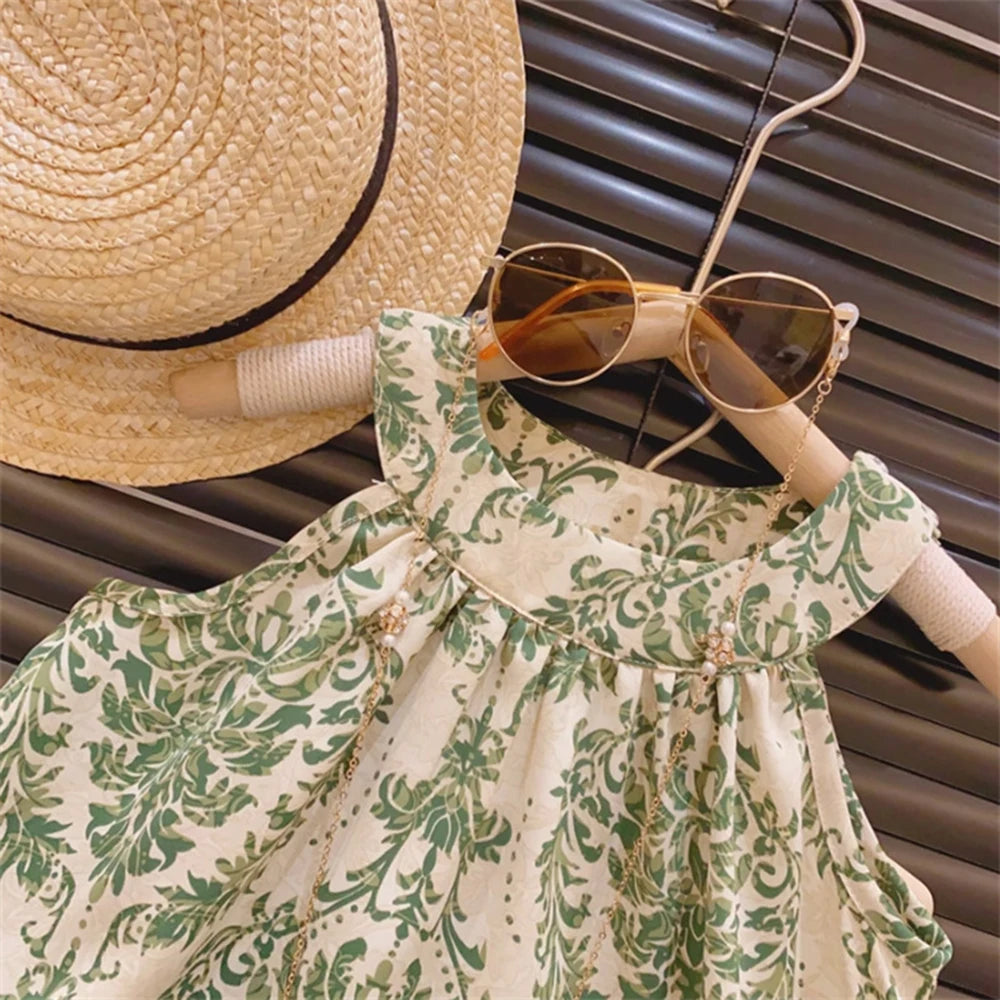 Floral Print Kids Girls Summer Clothing Set