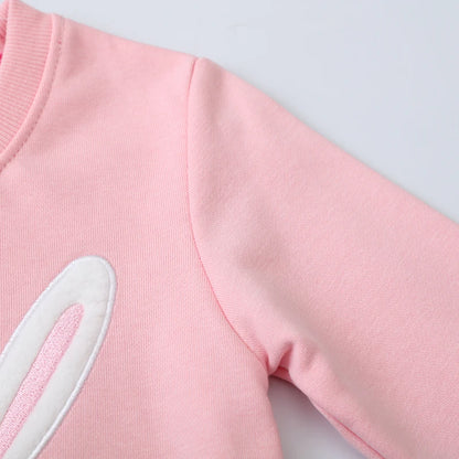 Little Girls Cartoon Rabbit Design Pink Sweatshirt childrensterritory