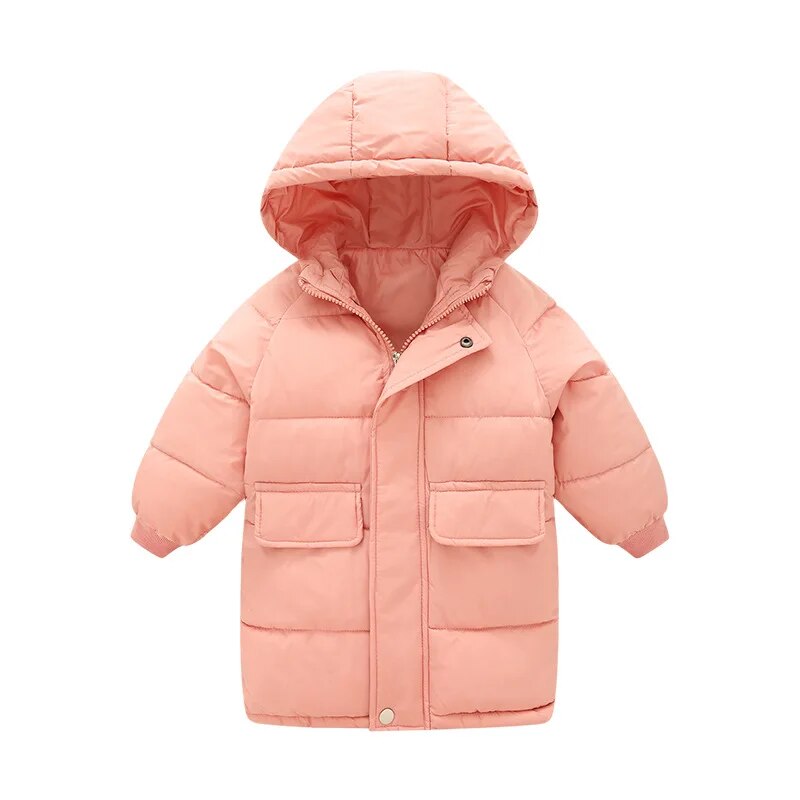 Kids Girls Mid-Length Hooded Windbreaker Coats childrensterritory