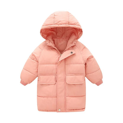 Kids Girls Mid-Length Hooded Windbreaker Coats childrensterritory