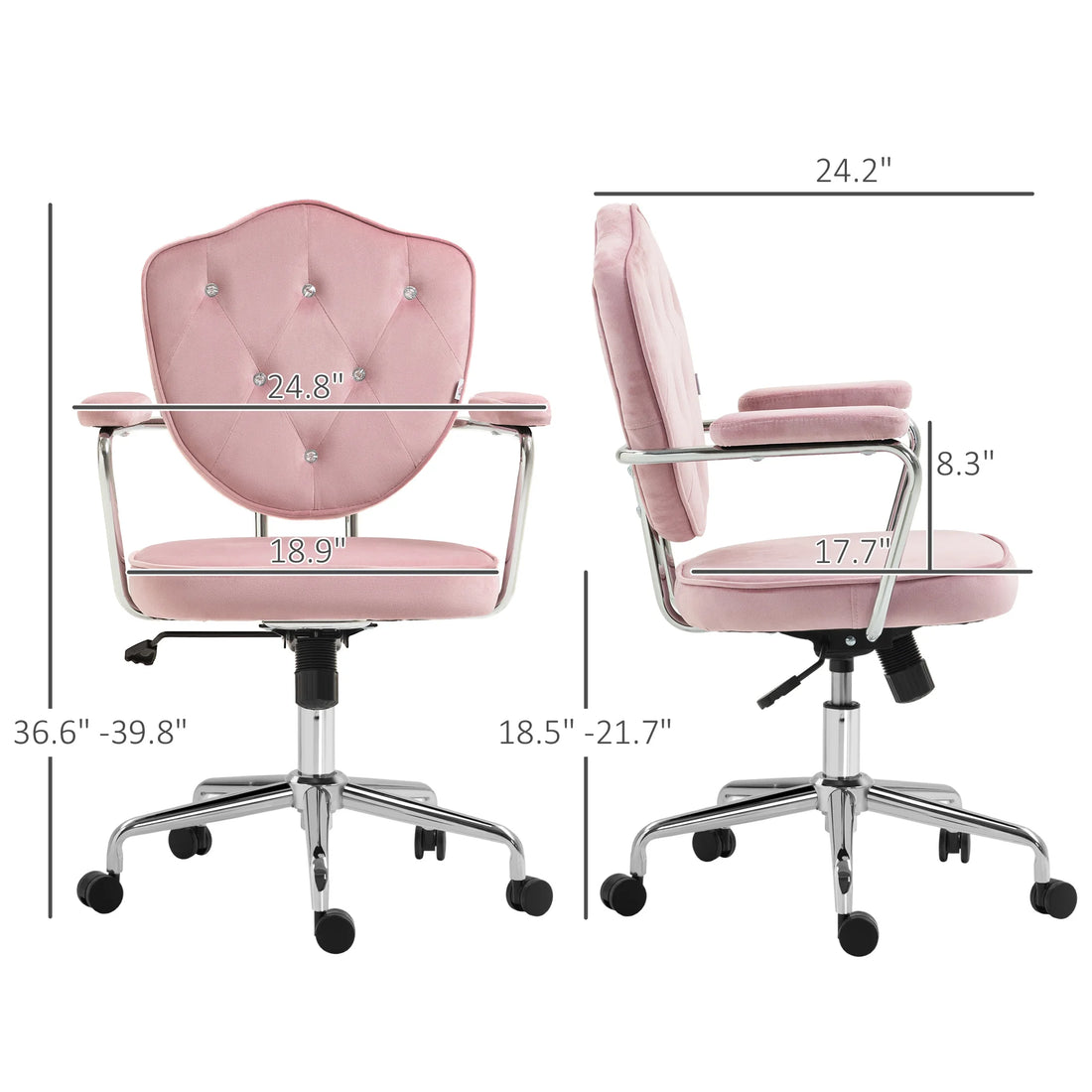 Pink Soft Fabric Cute Office Chair with Wheels childrensterritory