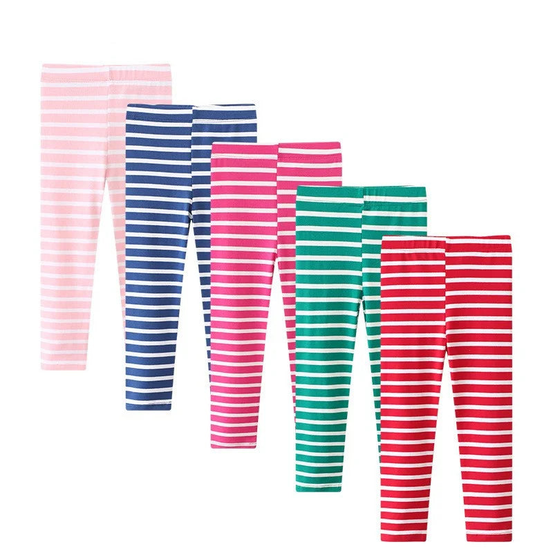 Kids Girls Colorful Striped Pencil Leggings Trousers