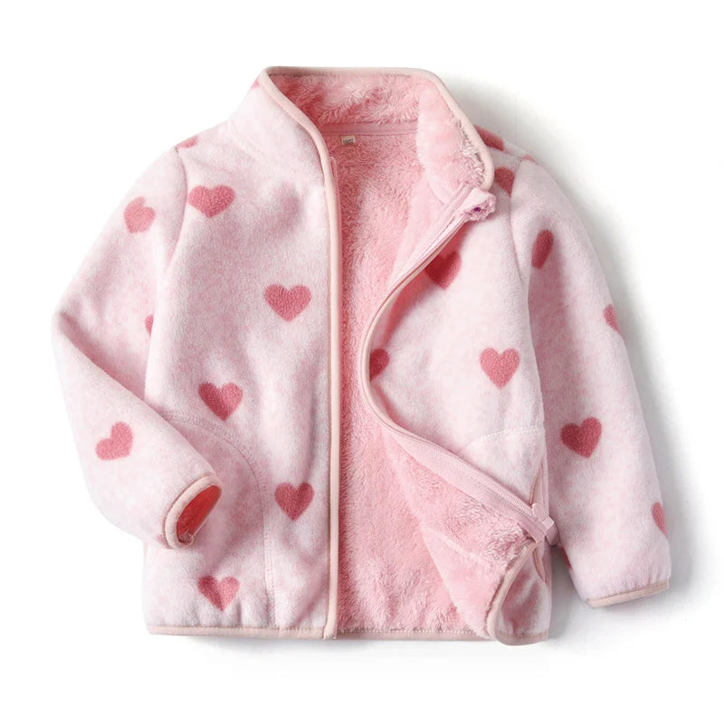 Little Girls Printed Winter Fleece Jackets childrensterritory