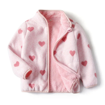 Little Girls Printed Winter Fleece Jackets childrensterritory