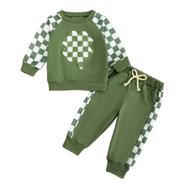 Baby's St Patrick's Day Outfit in Green Shamrock Print