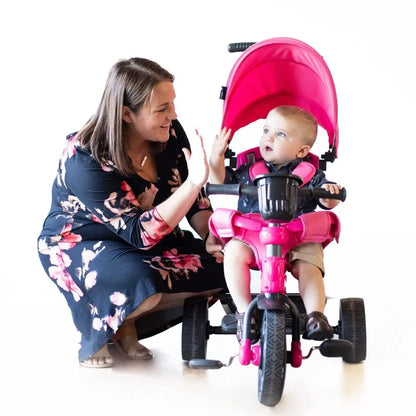 Kids Tricycle with 4-Stages Featuring Extra-Wide Front Tire
