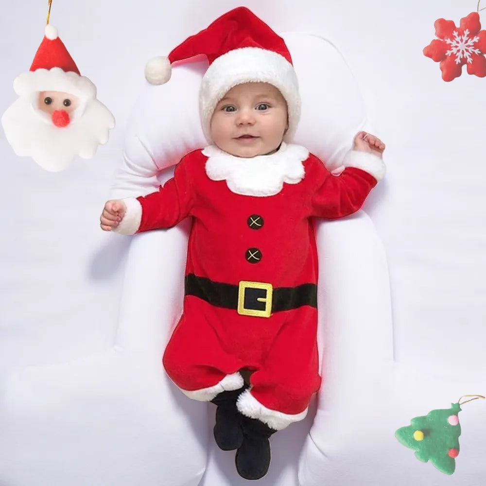 Newborn Baby Santa Claus Romper with Hat for Christmas childrensterritory