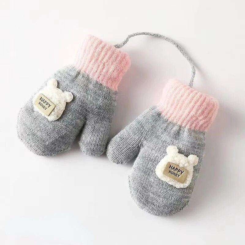 Cartoon Design Knitted Warm Gloves for Baby/Kids childrensterritory