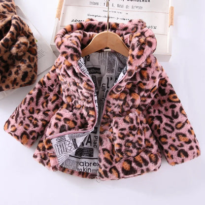 Plush Imitation Fur Hooded Kids Girls Warm Jackets childrensterritory