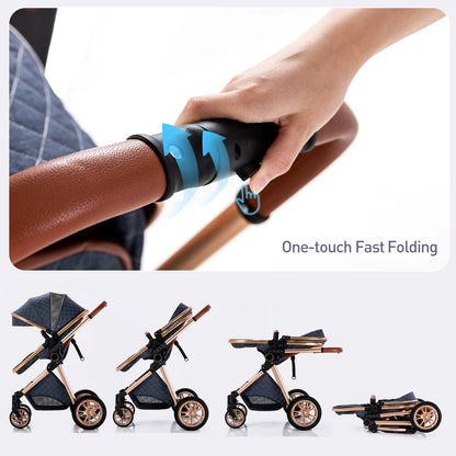 3 in 1 Portable High Landscape Luxury Baby Stroller