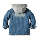 Kids Boys Loose Denim Hooded Jacket for Autumn & Winter childrensterritory