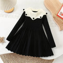 Girls’ Elegant Long-Sleeve Winter Party Dress childrensterritory