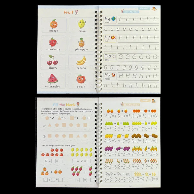 Kids 4pcs Reusable Sank Magic Practice English Version Copybook childrensterritory