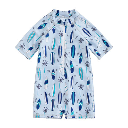 Baby Boy Surfboard and Trees Print Swimsuit childrensterritory
