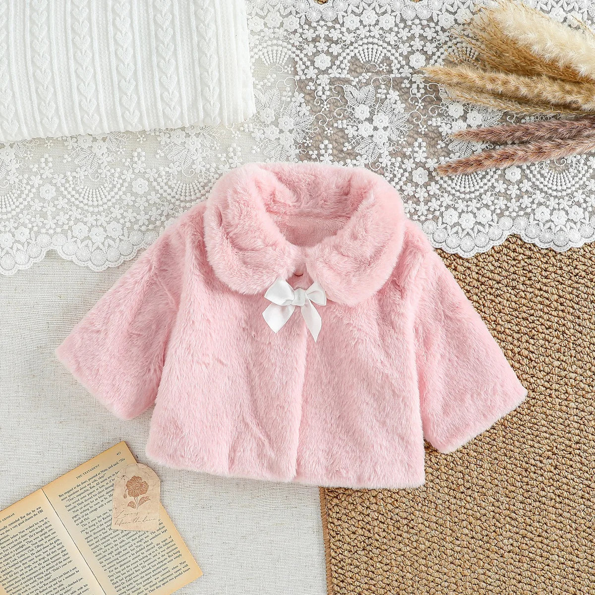 Girls’ Stylish Fur Winter Coat with Elegant Collar Design childrensterritory