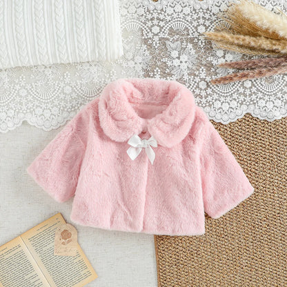 Girls’ Stylish Fur Winter Coat with Elegant Collar Design childrensterritory