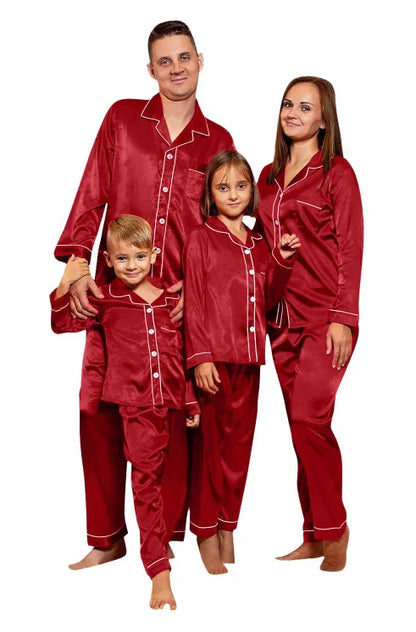 Family Matching Long Sleeve Satin Sleepwear Set