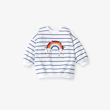 Rainbow Design Long Sleeve Stripes Tops with Leggings for Girls childrensterritory