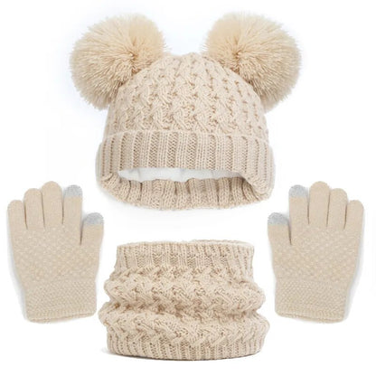 Thick Knitting Warm Baby/Kids Hat Gloves Scarf Set childrensterritory