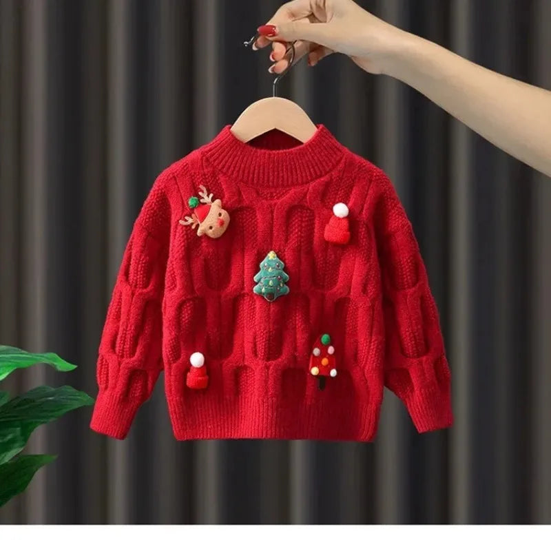 Baby Warm Knitted Cartoon Pattern Sweaters For Christmas childrensterritory