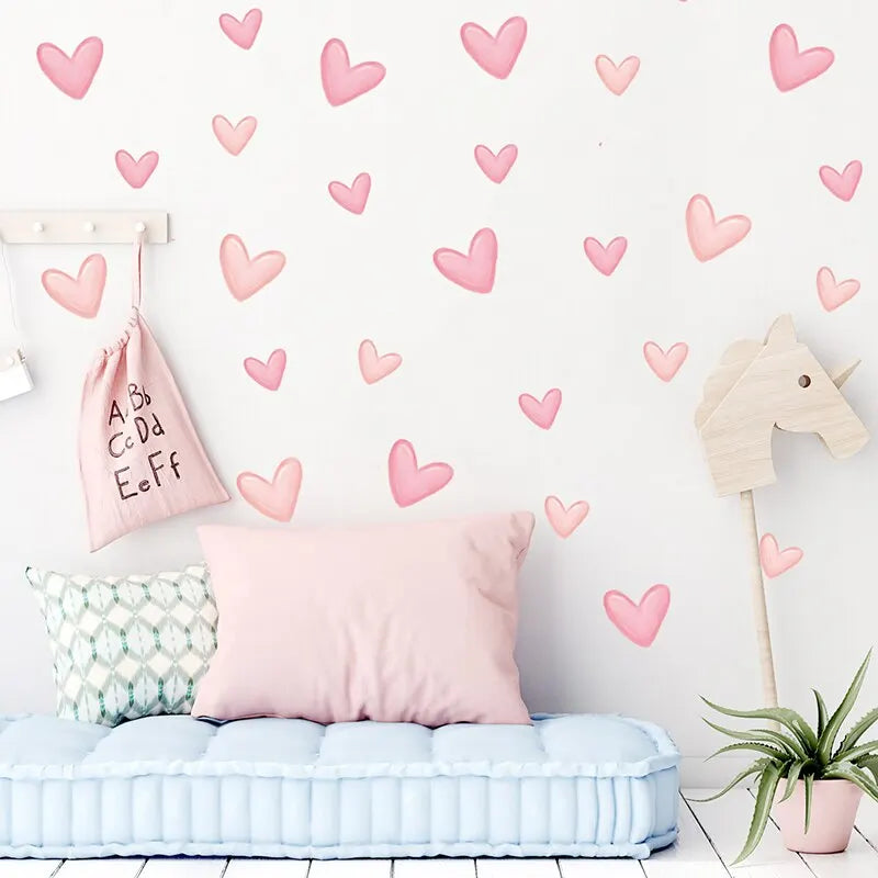 Waterproof Soft Pink Removable Heart Shape Wall Stickers childrensterritory